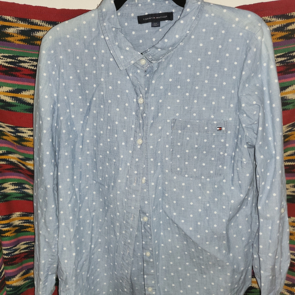 Tommy Hilfiger Blue Polka Dot Men's Shirt